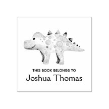 Boys Cute Dinosaur en Name Kinder Bookplate