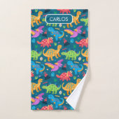 Boys Cute Dinosaur Pattern & Name Kinder Bad Handdoek (Handdoek)