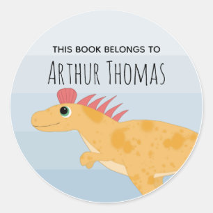 Boys Cute "Dit boek behoort tot het Dinosaur-boekb Ronde Sticker
