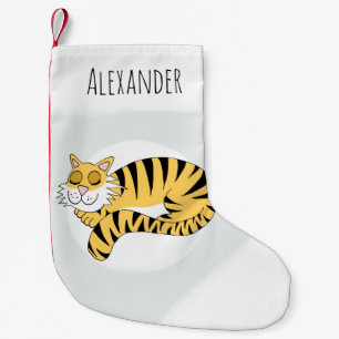 Boys Cute Doodle Sleeping Tiger en Name Kleine Kerstsok