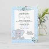 Boys Cute Elephant Floral Baby shower Kaart (Staand voorkant)