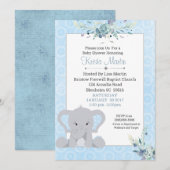 Boys Cute Elephant Floral Baby shower Kaart (Voorkant / Achterkant)