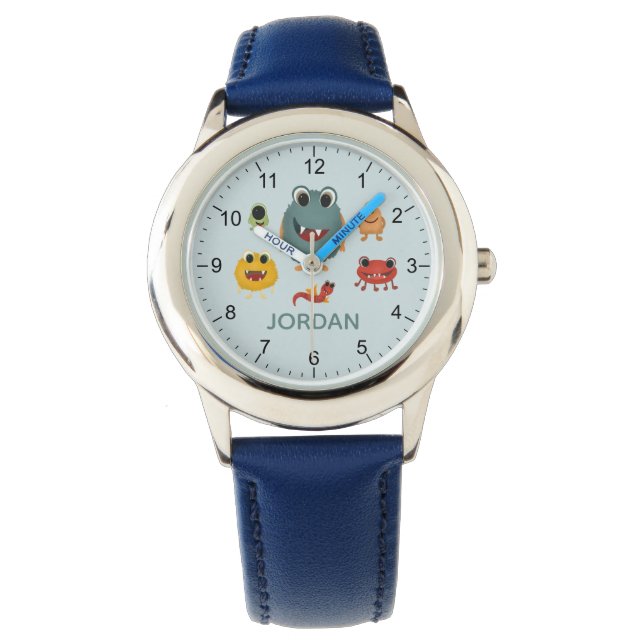 Boys Cute en Cool Blue Monster Alien Horloge (Voorkant)