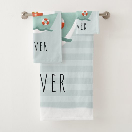 Boys Cute en Modern Blue Boat Kinder Bad Handdoek (Insitu)