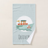 Boys Cute en Modern Blue Boat Kinder Bad Handdoek (Handdoek)