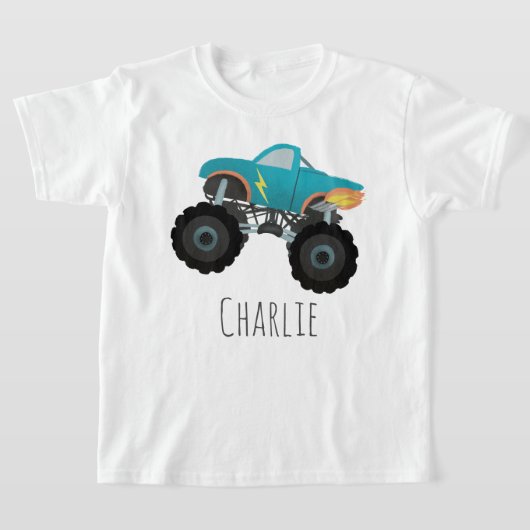 Boys Cute en Modern Blue Truck T-shirt (Laagn)