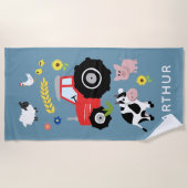 Boys Cute en Moderne Boerderij Tractor Kinder Strandlaken (Voorkant)