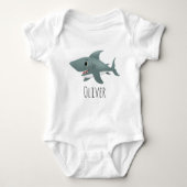 Boys Cute en Whimsical Blue Ocean Shark Romper (Voorkant)