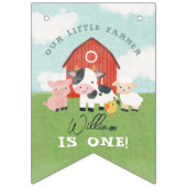 Boys Cute Farm 1st Birthday Milestone Photo Vlaggetjes (Eerste vlag)