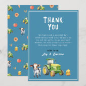 Boys Cute Farm Animals Tractor Baby shower Bedankkaart (Voorkant / Achterkant)