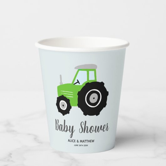 Boys Cute Farm Animals Tractor Baby shower Papieren Bekers (Voorkant)