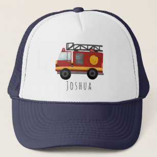 Boys Cute Fire Engine en naam Kind Trucker Pet