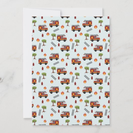 Boys Cute Fire Engine Toddler Birthday Kaart (Achterkant)