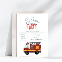 Boys Cute Fire Engine Toddler Birthday