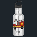 Boys Cute Fire Engine Truck and Name Waterfles<br><div class="desc">Dit moderne en schattige kinder flessenontwerp is voorzien van een rode brandweerwagen,  met ruimte voor je om je jongens een naam toe te voegen in een griezelige typografie. De perfecte brandweerman en brandweerman,  een terug naar school geschenk voor je kind.</div>