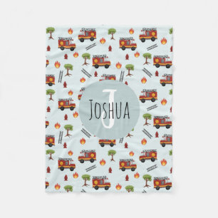 Boys Cute Fire Engine Truck Patroon Fleece Deken