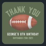 Boys Cute Football Sports Dank je, jullie kinderen Vierkante Sticker<br><div class="desc">Deze schattige en moderne sportgeoriënteerde kinderen zijn jarig. Dank je dat je sticker design een groen Amerikaans football cartoon design heeft. De sticker kan gepersonaliseerd worden met de naam van je jongen en de datum van je feest. De perfecte toevoeging aan het verjaardagsfeest van je kind,  geweldig voor feestgenoten!</div>
