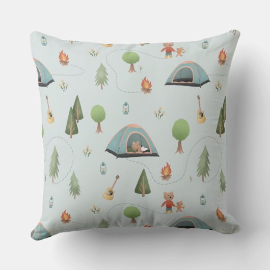 Boys Cute Forest Beer Birth Stats Baby Nursery Kussen (Achterkant)