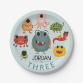 Boys Cute Fun Monster Kids Birthday Party Papieren Bordje (Voorkant)