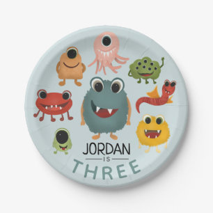 Boys Cute Fun Monster Kids Birthday Party Papieren Bordje