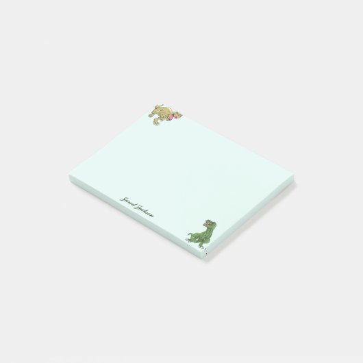 Boys Cute Funny Animal Dinosaur Post-it® Notes (Schuin)