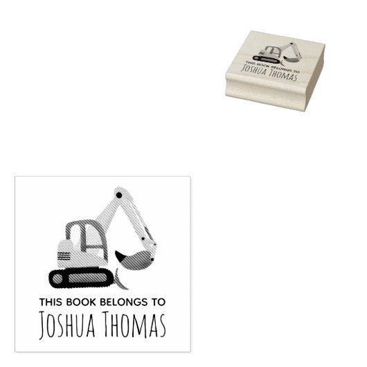 Boys Cute Graafmachine Bouwer Kinderen Boekplaat Rubberstempel (Gestempeld)