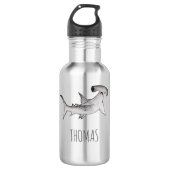 Boys Cute Gray Ocean Kinder Hammerhead Shark Schoo Waterfles (Voorkant)