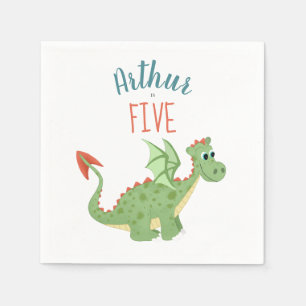 Boys Cute Green Dragon Toddler Birthday Servet