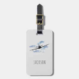 Boys Cute Grey Black Kids Airplane Travel  Bagagelabel