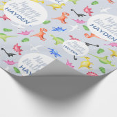 Boys Cute Happy Birthday Dinosaurs Kinder Cadeaupapier (Hoek)