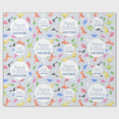 Boys Cute Happy Birthday Dinosaurs Kinder Cadeaupapier (Vlak)