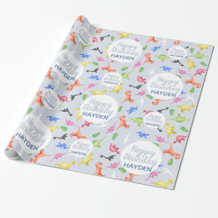 Boys Cute Happy Birthday Dinosaurs Kinder Cadeaupapier