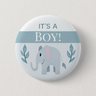Boys Cute Het is een Baby shower van de Jongen Ele Ronde Button 5,7 Cm