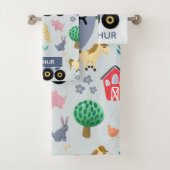 Boys Cute & Modern Blue Boerderij Tractor Pattern Bad Handdoek (Insitu)