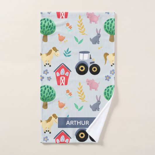 Boys Cute & Modern Blue Boerderij Tractor Pattern  Bad Handdoek (Handdoek)