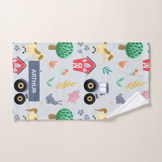 Boys Cute & Modern Blue Boerderij Tractor Pattern Bad Handdoek (Handdoek)