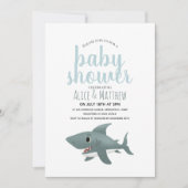 Boys Cute Modern Blue Ocean Shark Baby shower Kaart (Voorkant)