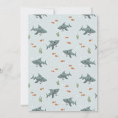 Boys Cute Modern Blue Ocean Shark Baby shower Kaart (Achterkant)