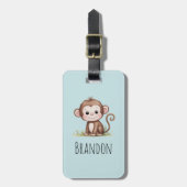 Boys Cute Monkey Kids Bagagelabel (Voorkant verticaal)