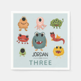 Boys Cute Monster Kids Birthday Party Servet