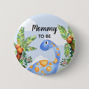 Boys Cute Oerwoud Dinosaur Mmamma om Baby shower t Ronde Button 5,7 Cm