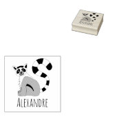 Boys Cute Oerwoud Lemur & Name School Bookplate Rubberstempel (Gestempeld)