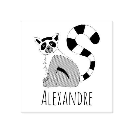 Boys Cute Oerwoud Lemur & Name School Bookplate Rubberstempel (Afrduk)