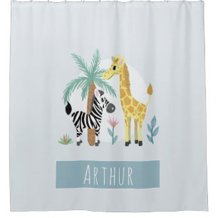 Boys Cute Oerwoud Safari Animals Zebra Kinder Douchegordijn