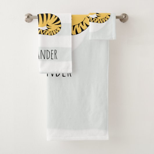 Boys Cute Oerwoud Tiger met naam Kinder Bad Handdoek (Insitu)