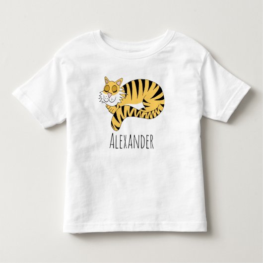 Boys Cute Oerwoud Tiger met naam Kinder Shirts (Voorkant)