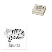 Boys Cute Oerwoud Tiger School Bookplaat Rubberstempel (Gestempeld)
