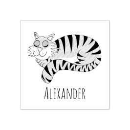 Boys Cute Oerwoud Tiger School Bookplaat Rubberstempel