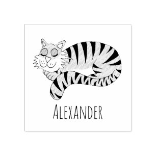 Boys Cute Oerwoud Tiger School Bookplaat Rubberstempel
