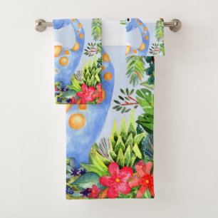 Boys Cute Oerwoud Waterverf Dinosaur en Name Kinde Bad Handdoek